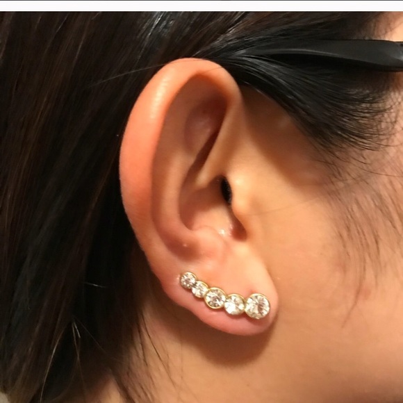 J. Crew gold crystal crawler Cuff Earrings - Picture 4 of 4